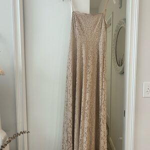 Show Me Your MuMu Lace Maxi Dress in Tan